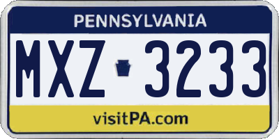 PA license plate MXZ3233