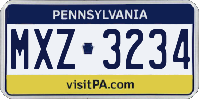 PA license plate MXZ3234