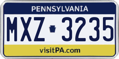 PA license plate MXZ3235