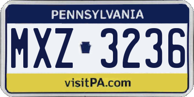 PA license plate MXZ3236
