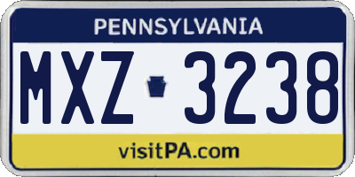 PA license plate MXZ3238