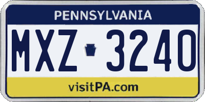 PA license plate MXZ3240