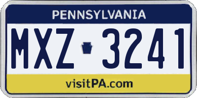 PA license plate MXZ3241