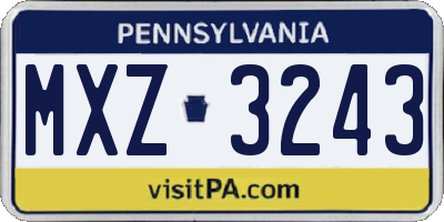PA license plate MXZ3243