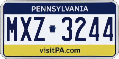 PA license plate MXZ3244