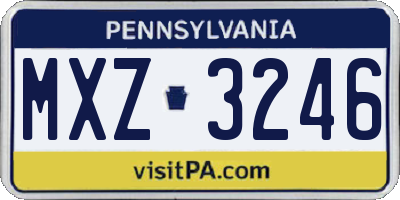 PA license plate MXZ3246