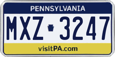 PA license plate MXZ3247