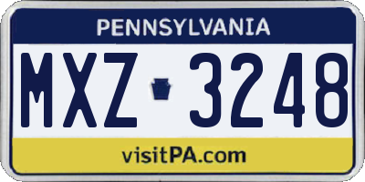 PA license plate MXZ3248