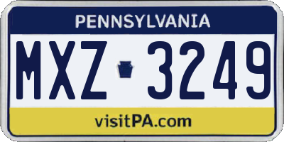 PA license plate MXZ3249