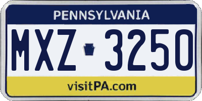 PA license plate MXZ3250