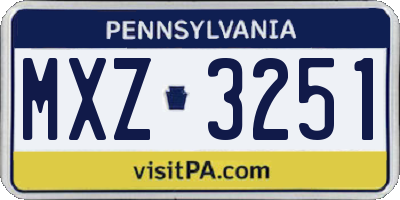 PA license plate MXZ3251