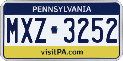 PA license plate MXZ3252