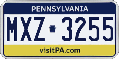 PA license plate MXZ3255