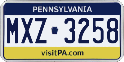 PA license plate MXZ3258