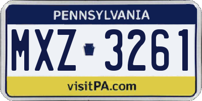 PA license plate MXZ3261