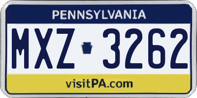 PA license plate MXZ3262