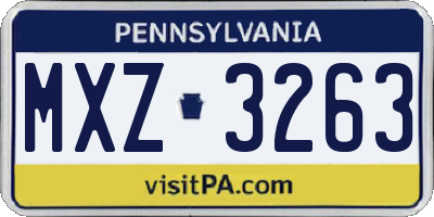 PA license plate MXZ3263