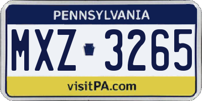PA license plate MXZ3265
