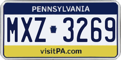 PA license plate MXZ3269