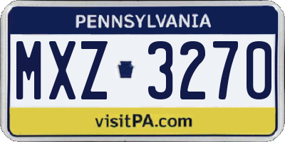 PA license plate MXZ3270