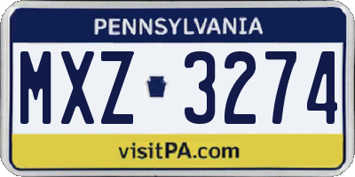 PA license plate MXZ3274