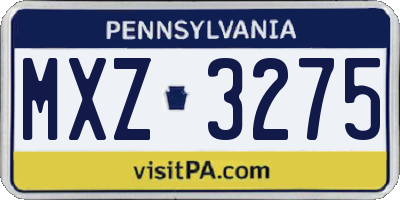 PA license plate MXZ3275