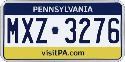 PA license plate MXZ3276