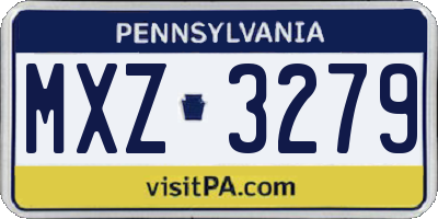 PA license plate MXZ3279