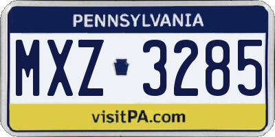 PA license plate MXZ3285