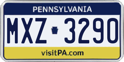 PA license plate MXZ3290