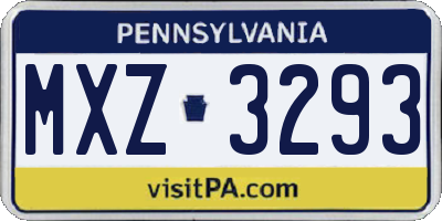 PA license plate MXZ3293