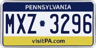 PA license plate MXZ3296