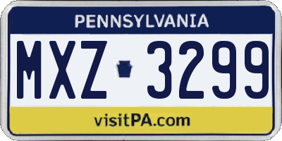 PA license plate MXZ3299