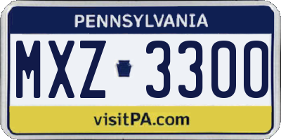 PA license plate MXZ3300