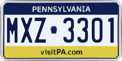 PA license plate MXZ3301