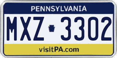 PA license plate MXZ3302