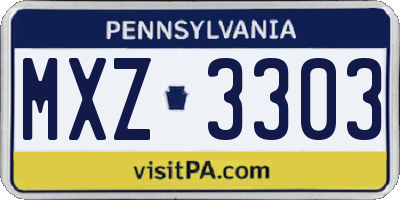 PA license plate MXZ3303