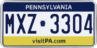 PA license plate MXZ3304