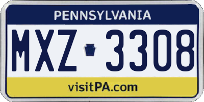 PA license plate MXZ3308