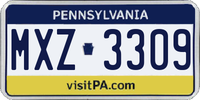 PA license plate MXZ3309