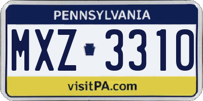 PA license plate MXZ3310
