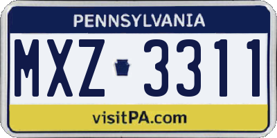 PA license plate MXZ3311