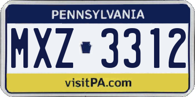 PA license plate MXZ3312