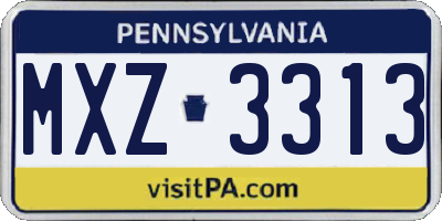 PA license plate MXZ3313