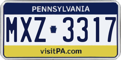 PA license plate MXZ3317