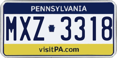 PA license plate MXZ3318