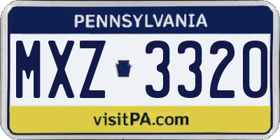 PA license plate MXZ3320