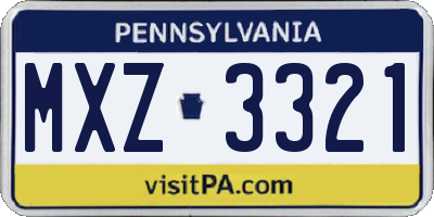 PA license plate MXZ3321