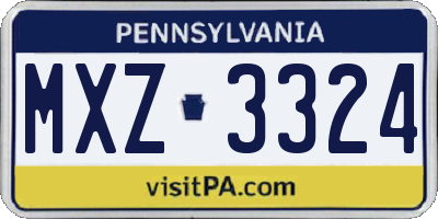 PA license plate MXZ3324