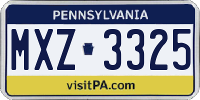 PA license plate MXZ3325